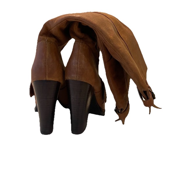 Nine West Vintage America Vathrowdown High-Heeled Boots Leather Upper Brown 5.5 - Picture 6 of 9